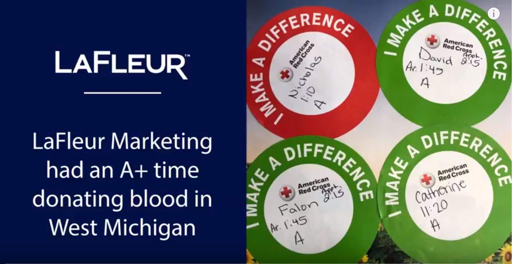 LaFleur Marketing Has an A+ Time Donating Blood in West Michigan